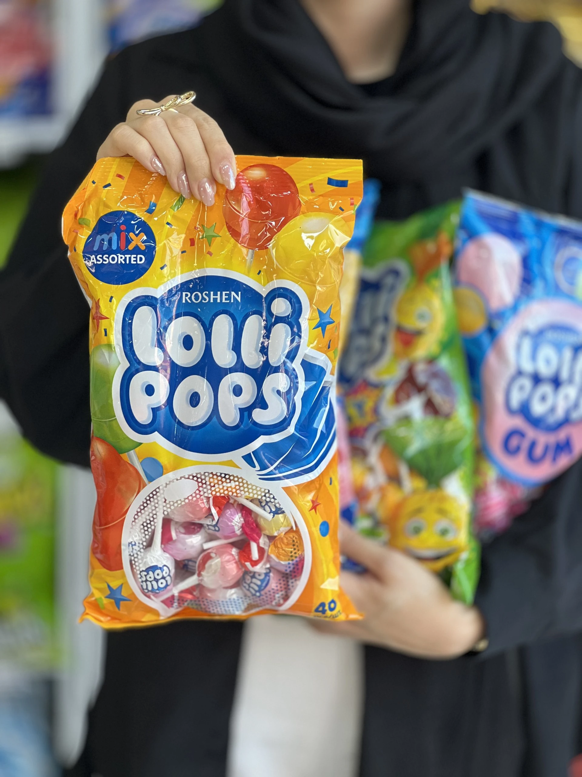 آبنبات چوبی لولی پاپس روشن با طعم میکس میوه 40تایی